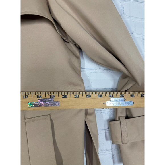 H&M Trench Coat Women's Medium Double Breasted Tan Belted City Career Long NWT - Picture 3 of 14